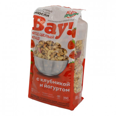 Мюсли Алтайские кранчи запеченные с клубникой и йогуртом 350г