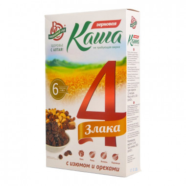 Каша Вишневый сад 4 злака с изюмом и орехами в пакетиках 6*40г