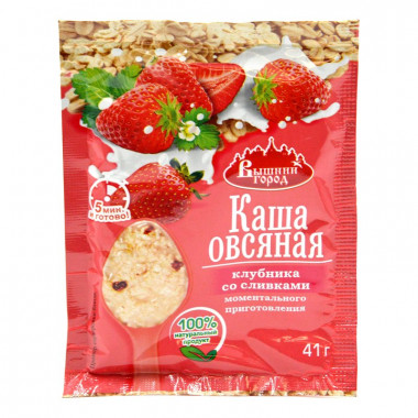 Каша Вышний город овсяная с клубникой со сливками 41г