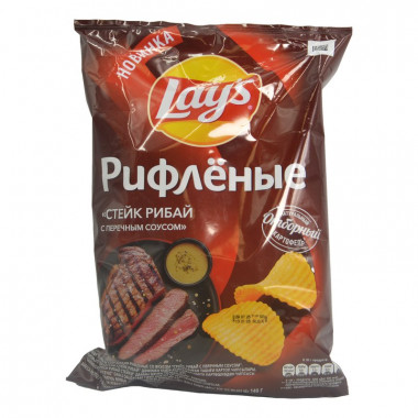 Чипсы Лэйс стейк рибай с перечным соусом 140г