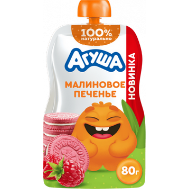 Пюре Агуша Малиновое печенье фруктовое 80г