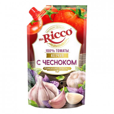 Кетчуп Mr. Ricco с чесноком 300г дой пак