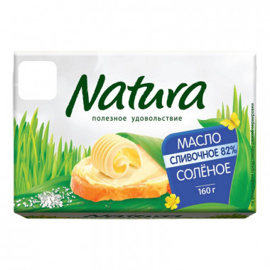 Масло Натура сливочное соленое 82% 160г