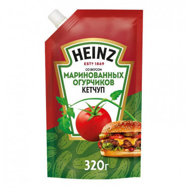Кетчуп Хайнц маринованные огурчики 320г дой-пак