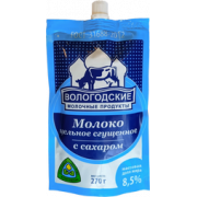 Молоко Вологодское цельное сгущенное с сахаром ГОСТ 8,5% 270г дой-пак