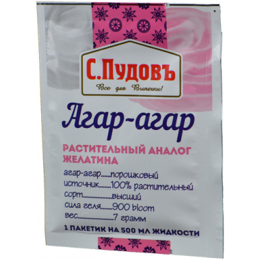 Загуститель С.Пудовъ Агар-агар для домашних десертов 7г