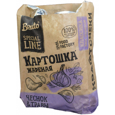 Чипсы Бруто крафт жареная картошка чеснок и травы 120г