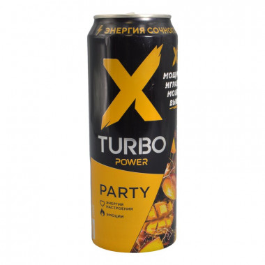 Напиток энергетический X-TURBO Пати энергия сочного манго 0,45л ж/б