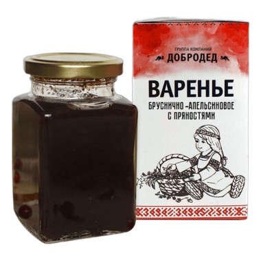 Варенье ДоброДед из брусники с апельсином и пряностями 300г