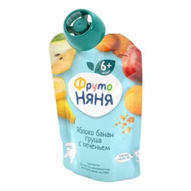 Пюре Фруто-няня из яблок, груш и бананов с печеньем 90г