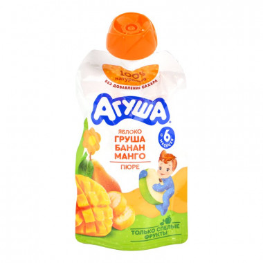 Пюре Агуша яблоко-груша-банан-манго с 6мес. 90г