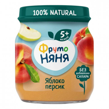 Пюре Фруто-няня яблоко и персик 100г ст/б