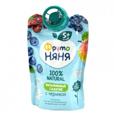 Пюре Фруто-няня Салатик витаминный с черникой 90г