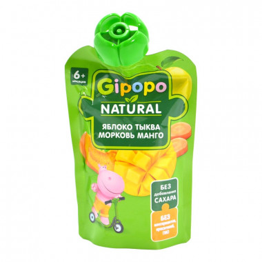 Пюре Гипопо Яблоко,тыква, морковь, манго с 6мес 90г