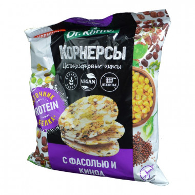 Корнерсы Д.Кернер кукурузно-рисовые с горошком, фасолью и киноа 50г