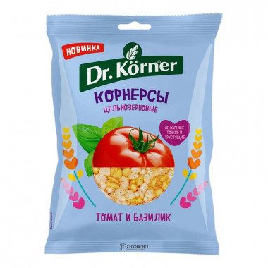 Корнерсы Dr.Korner цельнозерновые чипсы томат базилик 50г