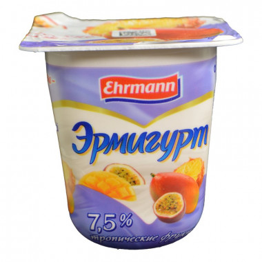 Продукт йогуртный Эрмигурт сливочный тропические фрукты 7,5% 100г