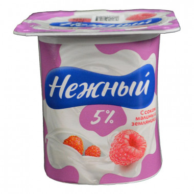 Продукт йогуртный Кампина Нежный сливочный с соком малины и земляники 5% 100г