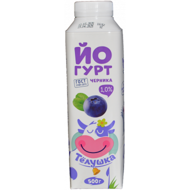 Йогурт Тёлушка со вкусом черники 1,0% 500г