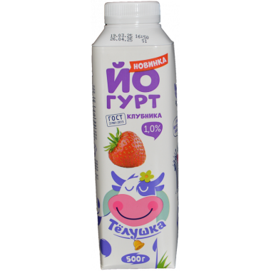 Йогурт Тёлушка со вкусом клубники 1,0% 500г