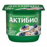 Биойогурт АктиБио черника злаки льняных семян 3% 130г