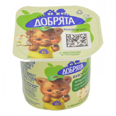 Биойогурт Добрята яблоко-груша 2,9% 100г