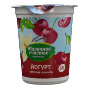 Йогурт Молочное счастье черешня-ваниль 6% 200г п/стакан