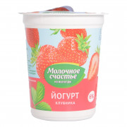 Йогурт Молочное счастье клубника 6% 200г п/стакан