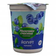 Йогурт Молочное счастье черника 6% 200г п/стакан