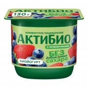 Биойогурт АктиБио клубника-черника безлактозный 3% 130г