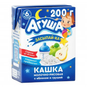 Каша Агуша Засыпай-ка молочно- рисовая с яблоком и грушей 2,5% 200мл