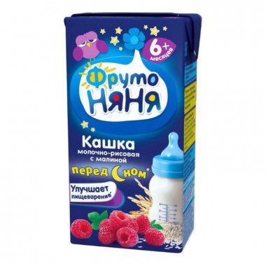 Кашка Фруто-няня рисовая молочная с малиной готовая к употреблению 200мл