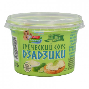 Продукт кисломолочный G-Баланс Соус Дзадзики 6-8% 270г