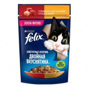 Корм для кошек Феликс Двойной вкус говядина птица 75г