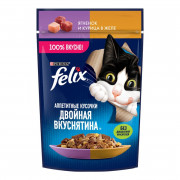 Корм для кошек Феликс Двойная вкуснятина ягненок и курица в желе 75г
