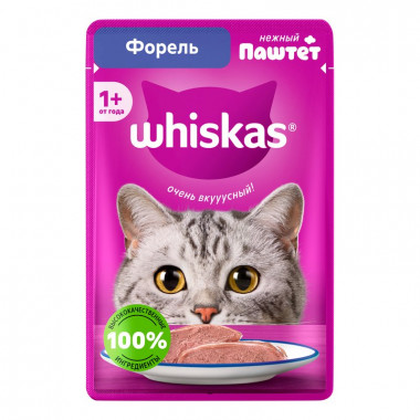Корм для кошек Вискас паштет с форель от 1 года 75г