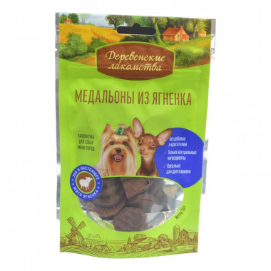 Деревенские лакомства для собак мини-пород медальоны из ягненка 60г