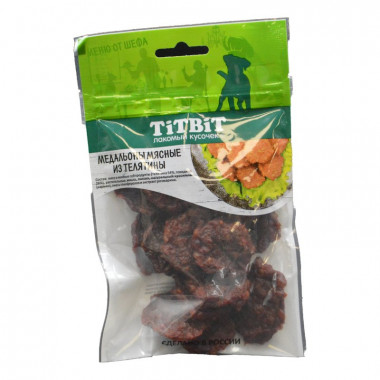 Лакомство Тит Бит для собак медальоны мясные из телятины 80г