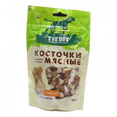 Лакомство Тит Бит для собак мясные косточки индейка/творог 145г 5008636