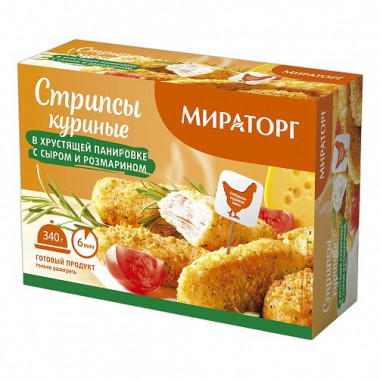Стрипсы Мираторг куриные в хрустящей панировке с сыром и розмарином 340г