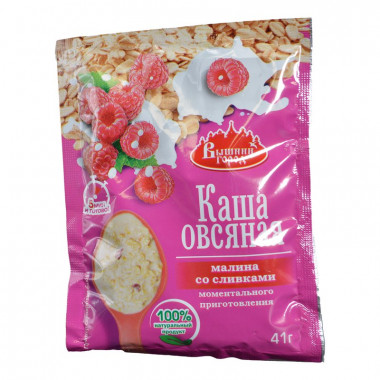 Каша Вышний город овсяная с малиной со сливками 41г