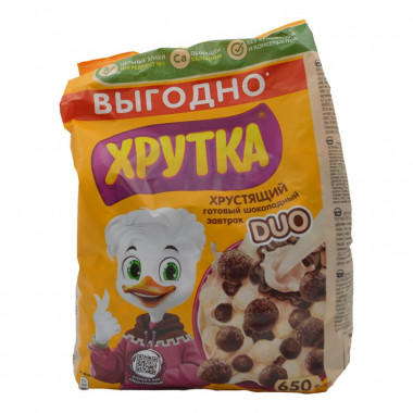Завтрак готовый Хрутка Дуо шоколадный шарики 650г пакет