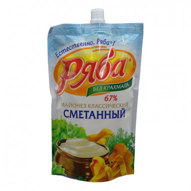 Майонез Ряба Классический Сметанный 67% 350г дой-пак
