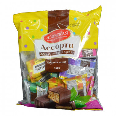 Конфеты Азовская КФ ассорти козинак и халва 350г