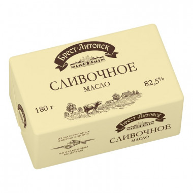 Масло Брест-Литовское сладко-сливочное 82,5% 180г