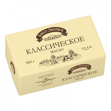Масло Брест-Литовское Классическое сладко-сливочное 72,5% 360г