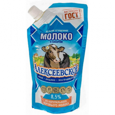 Молоко цельное Алексеевское сгущенное 270г сашет