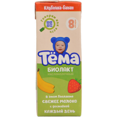 Биолакт Тема кисломолочный клубника банан 3,0% 206мл