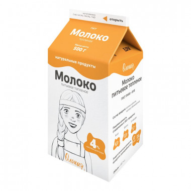 Молоко Олонецкий МК топленое пастеризованное 4% 500г т/р