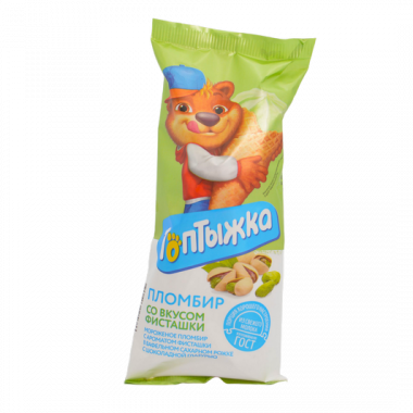 Рожок Топтыжка пломбир с ароматом ванили и фисташки 12% 90г